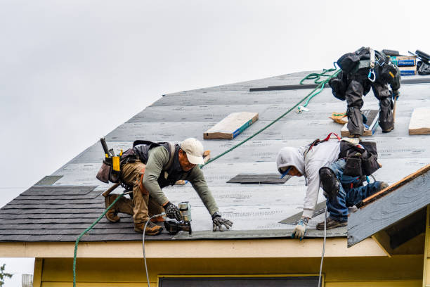 Professional Roofing technician working in Bellingham, MA